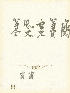 等风也等你小说全文免费阅读