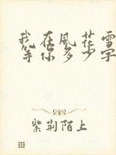 我在风花雪月里等你多少字