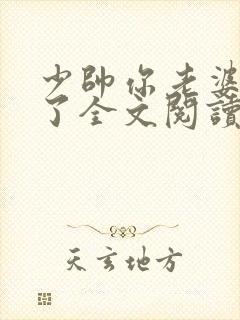 少帅你老婆又跑了全文阅读免费封面