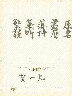 繁华落尽原著小说叫什么名字