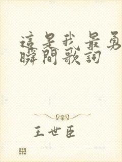 这是我最勇敢的瞬间歌词