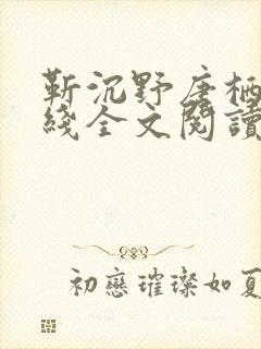 靳沉野唐栖雾在线全文阅读