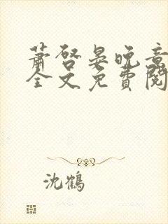 萧启晏晚意小说全文免费阅读