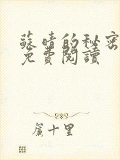 苏晴的秘密小说免费阅读