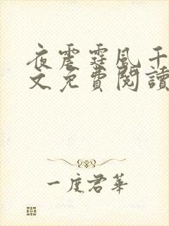 夜震霆风千雪全文免费阅读