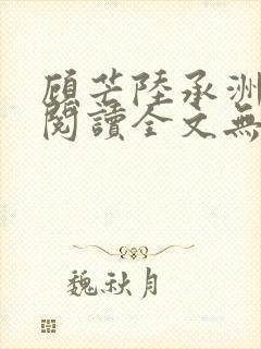 顾芒陆承洲免费阅读全文无窗口