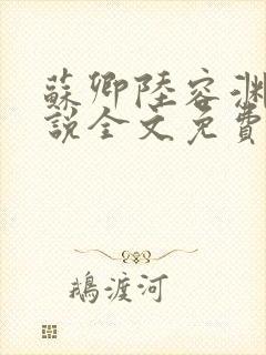 苏卿陆容渊的小说全文免费阅读正版封面