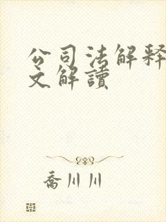 公司法解释五全文解读