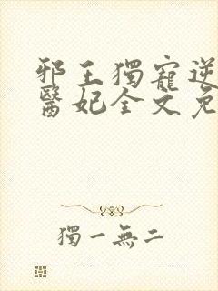 邪王独宠逆天小医妃全文免费阅读封面