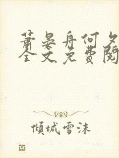 萧晏舟何夕小说全文免费阅读封面