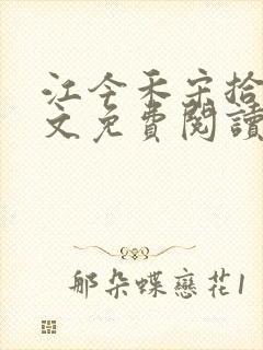 江今禾宋拾安全文免费阅读