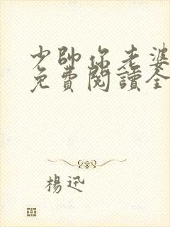 少帅你老婆跑了免费阅读全文封面