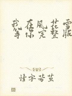 我在风花雪月里等你完整版免费阅读
