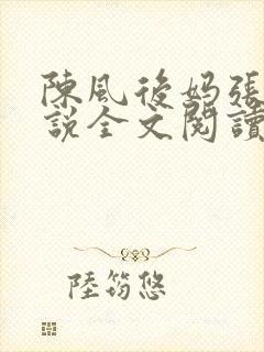 陈风后妈张芸小说全文阅读