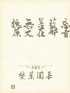 魏无羡蓝忘机肉原文在哪看
