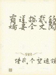 霸道总裁的独宠娇妻全文阅读