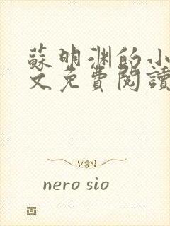 苏明渊的小说全文免费阅读无弹窗