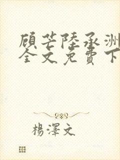 顾芒陆承洲小说全文免费下载