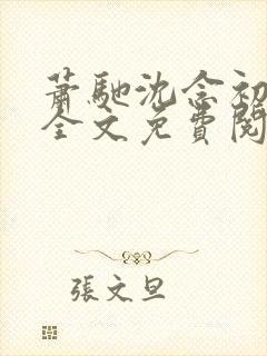 萧驰沈念初小说全文免费阅读