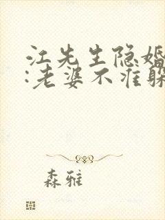 江先生隐婚挚爱:老婆不准躲无弹窗阅读封面