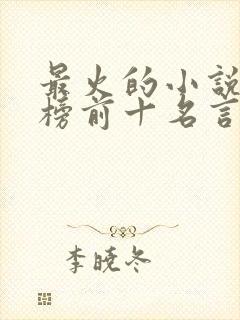 最火的小说排行榜前十名言情