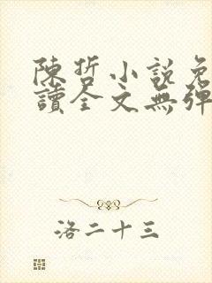 陈哲小说免费阅读全文无弹窗