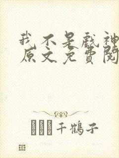 我不是戏神小说原文免费阅读