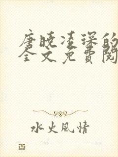 唐晓凌琛的小说全文免费阅读