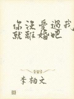 你没爱过我,那就离婚吧