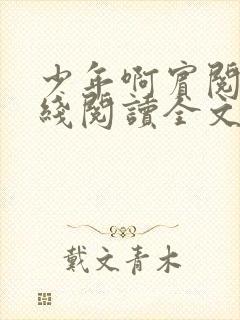 少年啊宾阅读在线阅读全文第一季