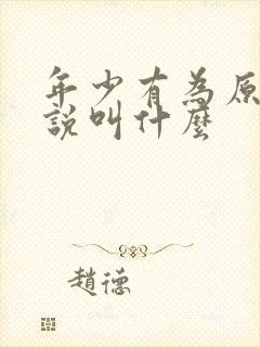 年少有为原著小说叫什么