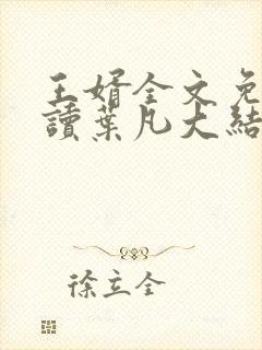 王婿全文免费阅读叶凡大结局封面