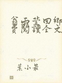 翁雨莹回乡下免费阅读全文