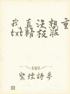 我真没想重生啊txt精校版