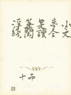 浮华是梦小说在线阅读全文封面