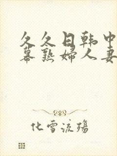 久久日韩中文字幕熟妇人妻