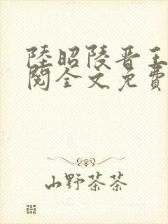 陆昭陵晋王周时阅全文免费阅读笔趣阁