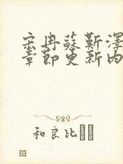 宋冉苏靳泽最新章节更新内容