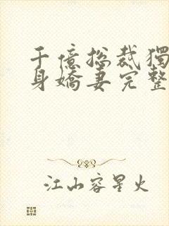 千亿总裁独宠替身娇妻完整版小说