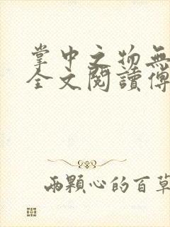 掌中之物无删减全文阅读傅慎行封面