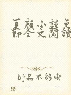 夏颜小说免费章节全文阅读