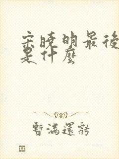 宋晓明最后结局是什么封面