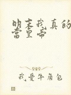 明末我真的没想当皇帝