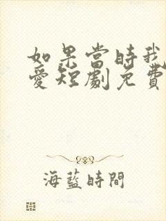 如果当时我说了爱短剧免费观看封面