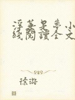 浮华是梦小说在线阅读全文封面