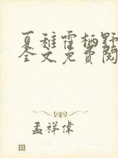 夏稚霍栖野小说全文免费阅读封面