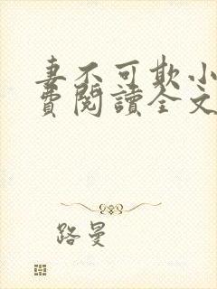 妻不可欺小说免费阅读全文