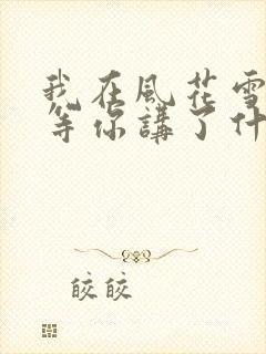 我在风花雪月里等你讲了什么封面