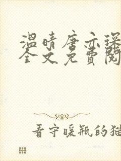 温晴唐亦琛小说全文免费阅读