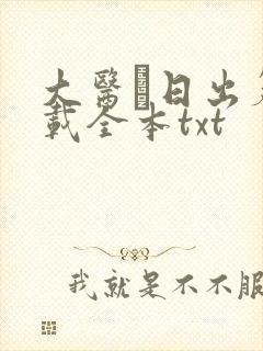 大医·日出篇下载全本txt